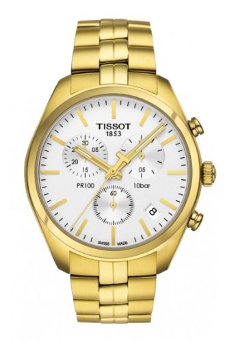 Tissot PR 100 Chronograph Quartz 41 Yellow Gold PVD / Silver / Bracelet